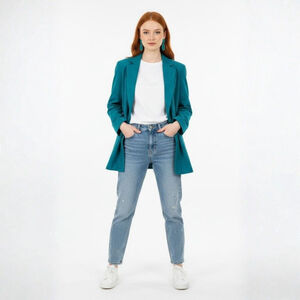 Lilli Ann Collections Vintage Teal Ultrasuede Blazer